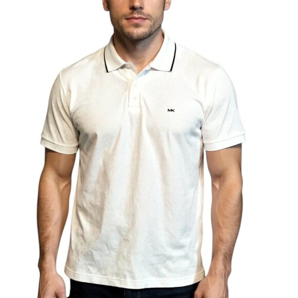 MICHAEL KORS White Black Greenwich Polo Shirt NEW XL - Picture 1 of 11
